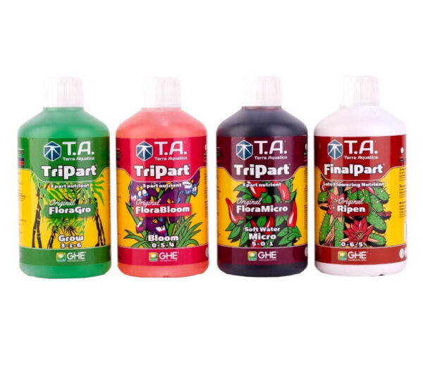 Комплект удобрений TriPart HW (Flora Series HW)+FinalPart (Ripen) 4x500 мл
